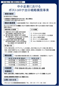 中小企業におけるポストコロナ出口戦略の構築事業